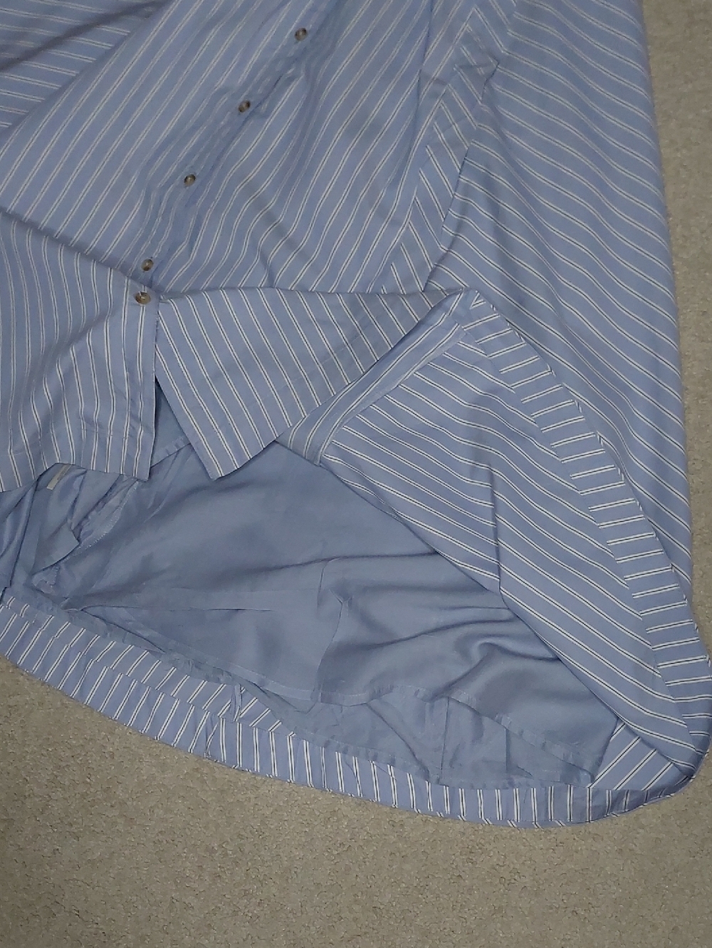 Anthropologie Short-Sleeve V-Neck Pleated Blue White Stripe Midi Dress Sz XS - Picture 15 of 17